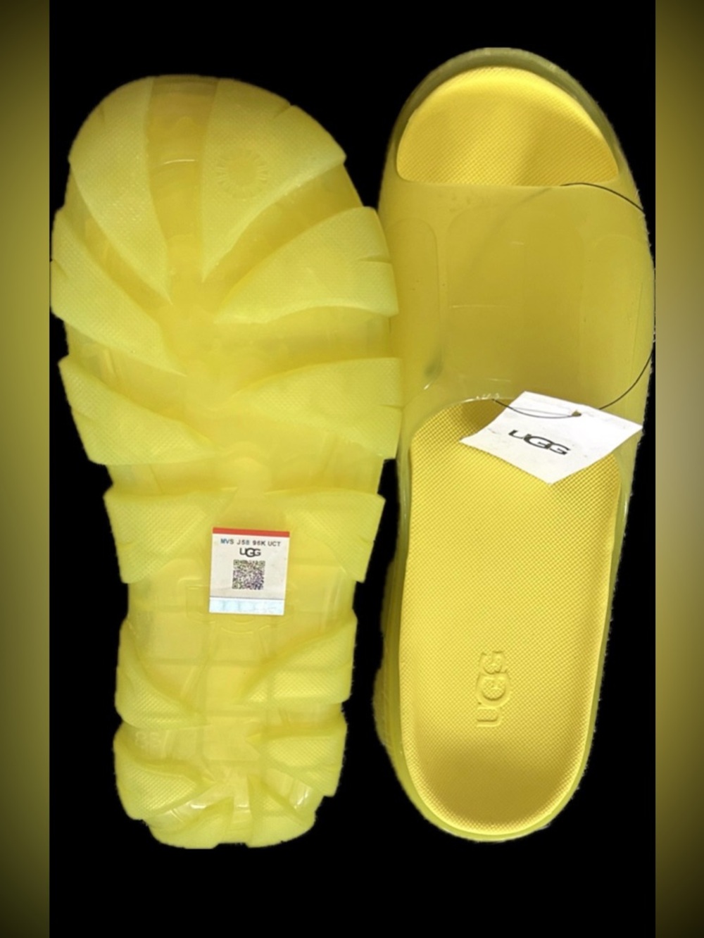 🆕 UGG Sz 8 Women’s Yellow Jella Clear Slides Cushioned Translucent